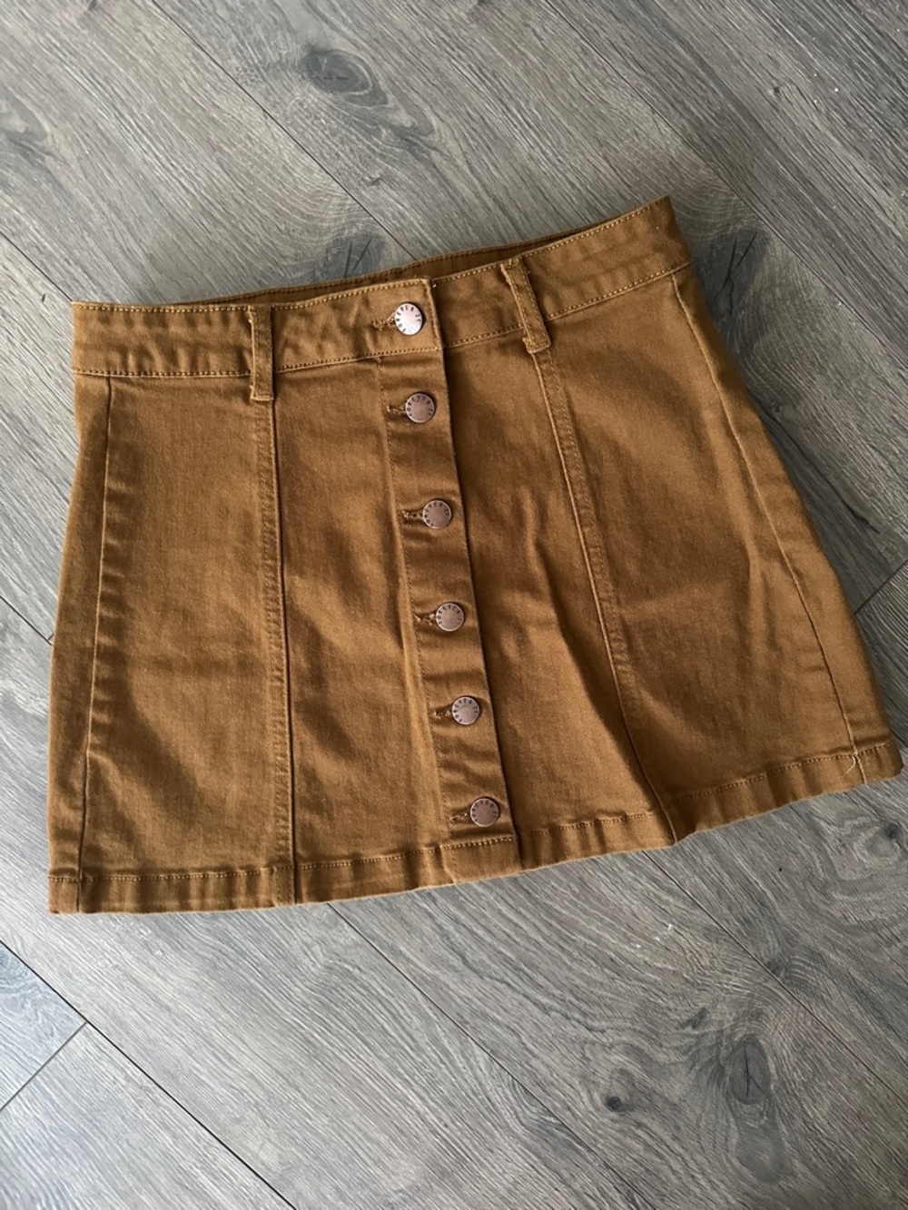 Forever 21 Camel Brown Button-Front Mini Skirt